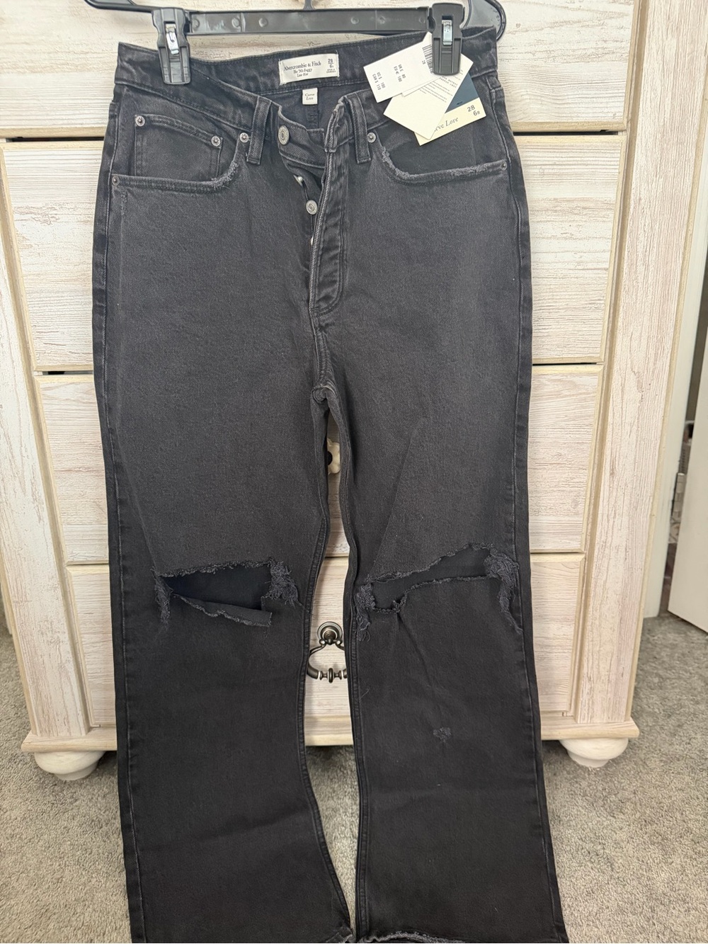 Women’s Abercrombie & Fitch Black Distressed 90s Baggy Low Rise Jeans
